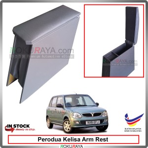 Perodua Kelisa 4' Plywood PVC Armrest Center Console Box (Grey)